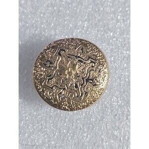 Vintage Brass Tone Etched Floral Metal Button ¾” Shank Art Nouveau Style